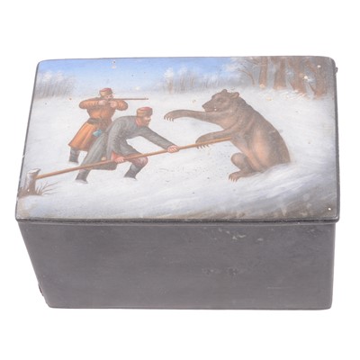 Lot 74 - Russian paper mache box, bear hunt