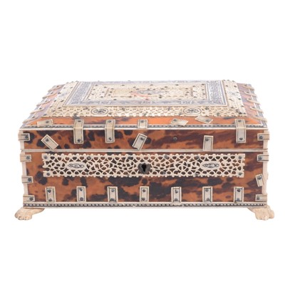 Lot 148 - Indian bone and tortoiseshell work box