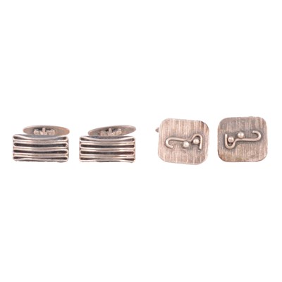 Lot 358 - Two pairs of Polish ORNO white metal cufflinks.