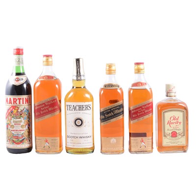 Lot 347 - Five bottles of whisky and a bottle of Martini.