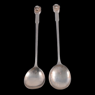 Lot 301 - Two Dryad Metal Works Arts & Crafts silver spoons, Birmingham 1911 and 1934.