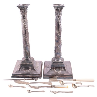 Lot 300 - Pair of Georgian minature ladles, Robert Peppin, London 1817, and other silver and plated wares.