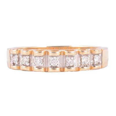 Lot 89 - A modern diamond half hoop ring.