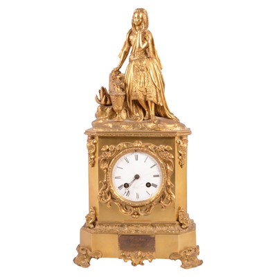 Lot 144 - 19th century French gilt metal mantel clock
