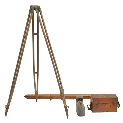 Lot 126 - Vintage theodolite and two tripods