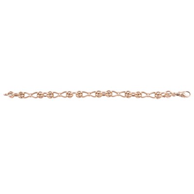 Lot 213 - A 9 carat yellow gold figure of eight link bracelet.