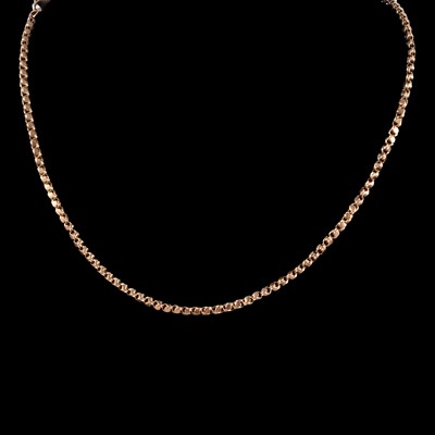 Lot 308 - A yellow metal fancy link chain necklace.