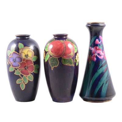Lot 58 - Two Maling Ware lustre vases, Regal Pottery 'Le Fruit' vases, etc