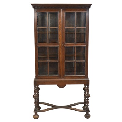 Lot 485 - Queen Anne style oak display cabinet