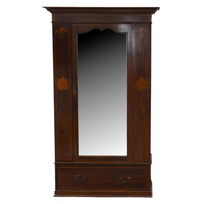 Lot 421 - Edwardian inlaid walnut wardrobe