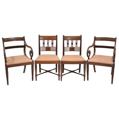 Lot 422 - Pair of early Victorian mahogany carver chairs and six single dining chairs