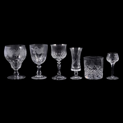 Lot 89 - Large Waterford style crustal pedestal bowl, drinking glass