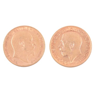 Lot 136 - Two Gold Full Sovereign Coins, Edward VII 1904 and George V 1912.