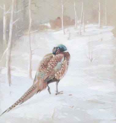 Lot 288 - Denys Watkins-Pitchford, Pheasant in a winter landscape
