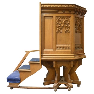 Lot 434 - Victorian carved oak pulpit