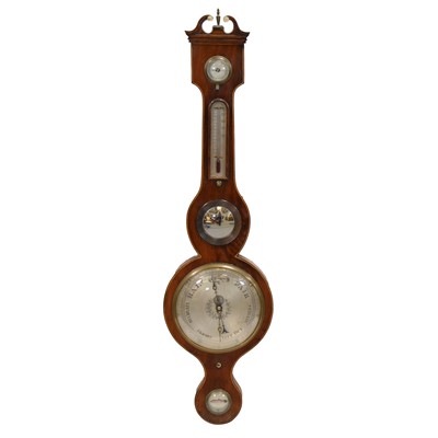 Lot 375 - George III mahogany banjo barometer