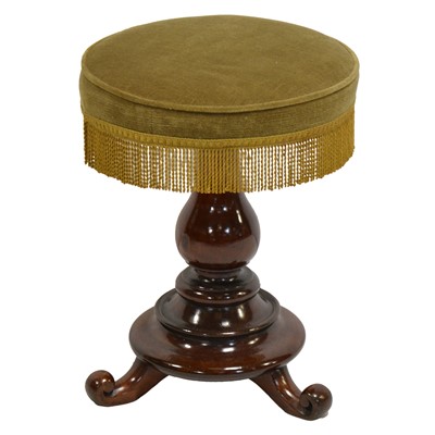 Lot 467 - Victorian stained walnut adjustable piano stool