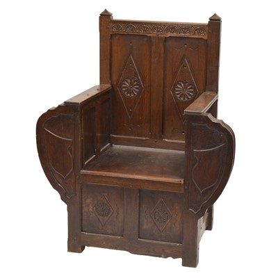 Lot 323 - Late 20th century oak Imprisoning chair, made by Michael Monford 1997