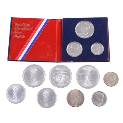 Lot 261 - Canadian Montreal Olympics and American coins, mostly silver content.
