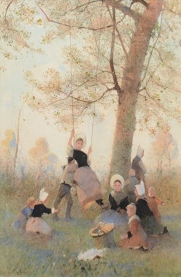 Lot 350 - Hector Caffieri, Swing, with children playing
