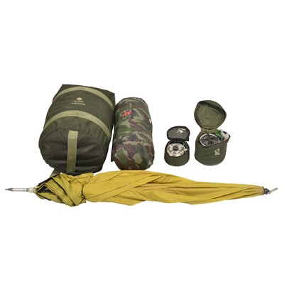 Lot 215 - Large quantity of modern fishing accessories - overnight kit, some tackle