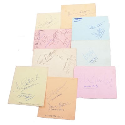 Lot 210 - A collection of football signatures, including Eusebio, Bobby Charlton, George Best and others