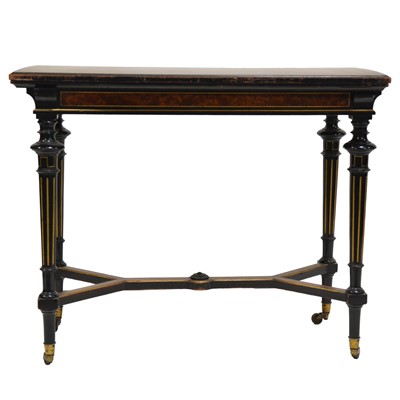 Lot 346 - Victorian ebonised and birdseye maple card table