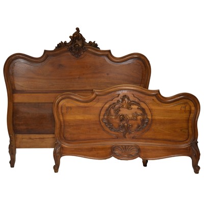 Lot 372 - 19th Century French walnut double bed frame
