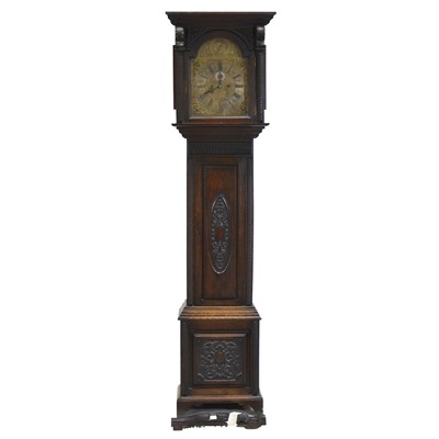 Lot 525 - Late Victorian oak longcase clock
