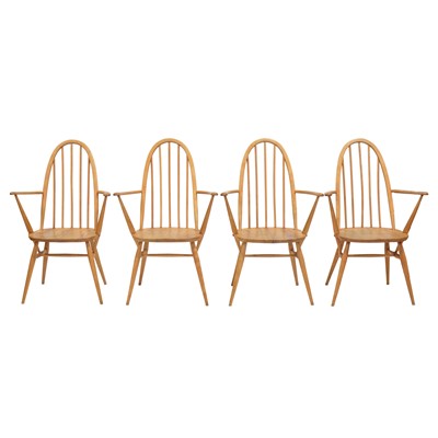 Lot 523 - Set of four Ercol kitchen elbow chairs