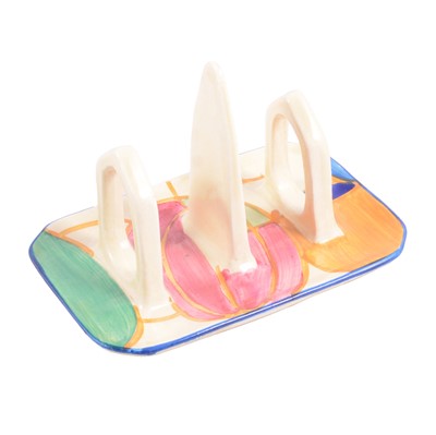 Lot 33 - Clarice Cliff, 'Pastel Melon' pattern toast rack