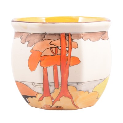 Lot 37 - Clarice Cliff, 'Coral Firs' small Fern Pot