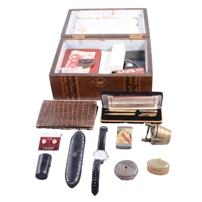 Lot 211 - 9ct gold Mappin wristwatch, coins and banknotes, medals, etc.