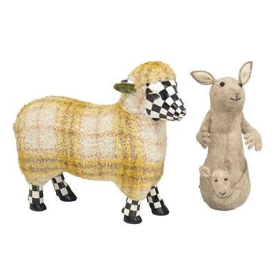 Lot 93 - Mackenzie Childs, Courtly Check Lamb; and a Fiona Walker felt animal