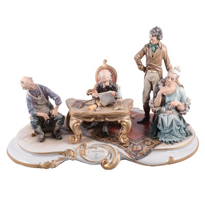 Lot 30 - Large Capodimonte porcelain group, L’Eredita.