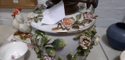Lot 20 - German porcelain oil lamp.