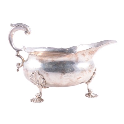 Lot 236 - George II style silver sauceboat, Charles Fox