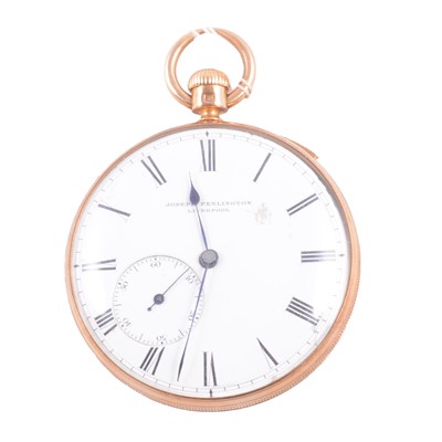 Lot 393 - Joseph Penlington - an 18 carat yellow gold quarter-repeating pocket watch.