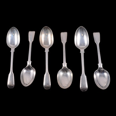 Lot 246 - Set of six Victorian silver tablespoons, Chawner & Co, London 1867.