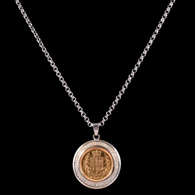 Lot 131 - A Gold Half Sovereign Coin pendant on a chain.