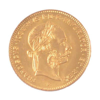 Lot 148 - A gold Austrian 4 florins / 10 francs coin, Franz Joseph 1892.