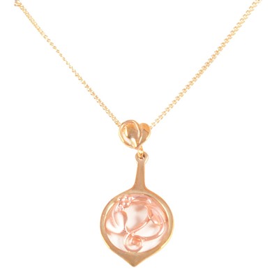 Lot 278 - Clogau - a 9 carat yellow and rose gold pendant on a chain, and matching earrings.