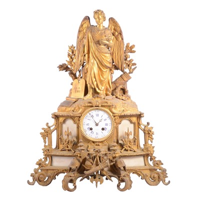 Lot 209 - French gilt metal mantel clock