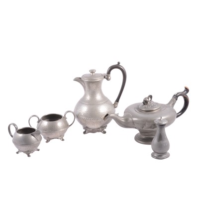 Lot 192A - Small quantity of pewter tea ware