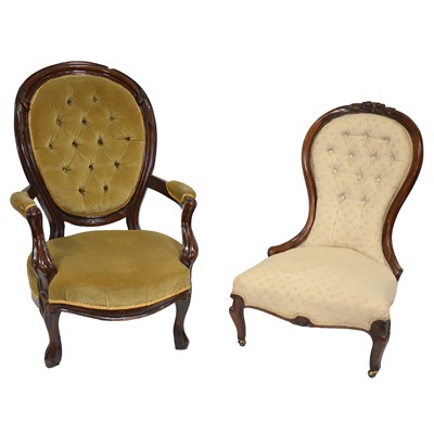 Lot 343 - Victorian nursing chair and another Victorian armchair