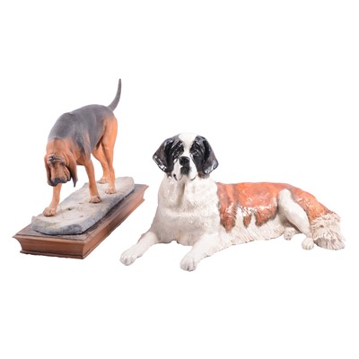 Lot 56 - Albany China model of a Bloodhound, and a pottery model of a St Bernard dog