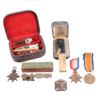 Lot 208 - WWI medals, Dunhill lighter, etc.