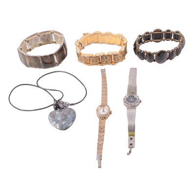 Lot 516 - Gemstone, mother-of-pearl and costume jewellery, and fashion wristwatches.