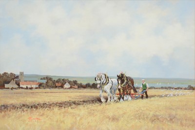 Lot 265 - M J Coates, Ploughing with heavy horse, Norfolk