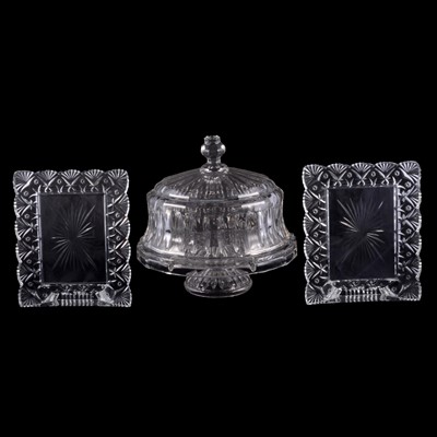 Lot 15 - Cake stand and a pair of photograph frames